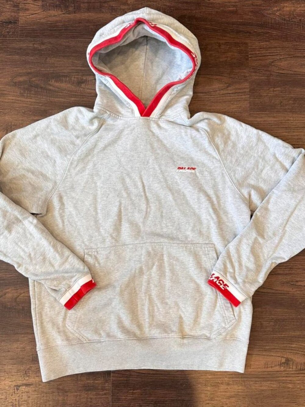 PALACE SPLITTER GREY RED WHITE HOODIE SIZE L